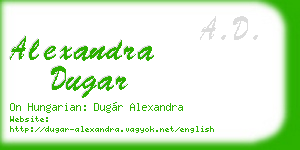 alexandra dugar business card